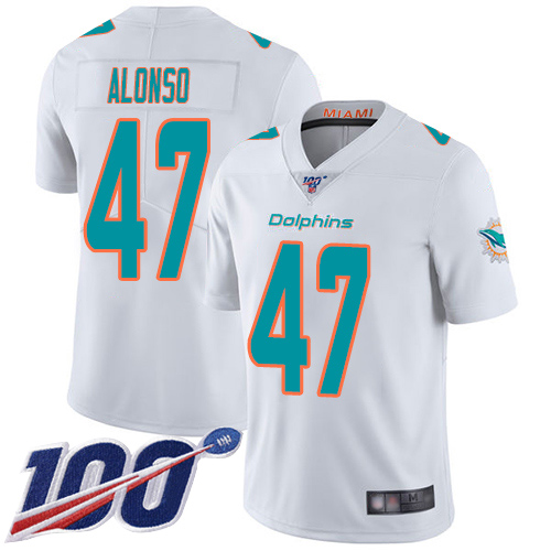 Nike Miami Dolphins #47 Kiko Alonso White Men Stitched NFL 100th Season Vapor Limited Jersey